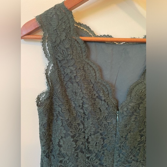LOFT Forest Green Lace Shift Dress - Picture 4 of 9